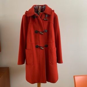 Orange wool Talbots pea coat. Worn once. Measurements in photos.